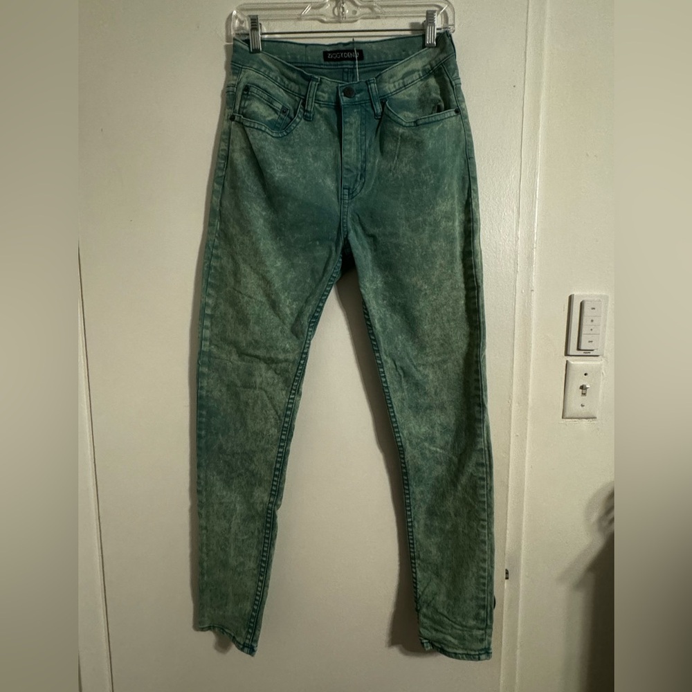 Stone washed teal skinny women’s jeans / size 30
